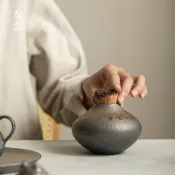 全球選品1館 生活百貨 春陶罐粗陶鎏金鐵鏽釉窯變醒茶器普洱罐陶瓷密封罐小茶倉送禮
