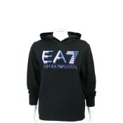 Emporio Armani 童裝 EA7植絨字母黑色連帽運動衫 大學T