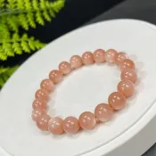 精品天然橙月光手串橙色水晶手錬女飾品單圈金沙貓眼智慧柔和10mm