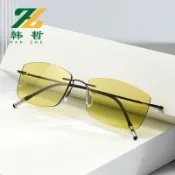 全球選品1館 生活百貨 超輕防藍光變色無框眼鏡男金屬復古古風眼鏡框大臉無邊框眼 睛批