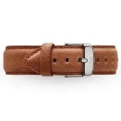【Daniel Wellington】Classic Durham 18mm淺棕真皮錶帶-銀 絕版(DW錶帶 DW00200128)