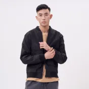 【5th STREET】 男裝 貼袋厚版印鋪棉外套-黑色 (510578)