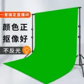 🔥臺灣出貨🔥【可升降綠幕卷簾背景佈】加厚 綠幕摳像布 綠布 背景布 直播間摳圖幕布 直播背景布帶支架全套 地拉幕布