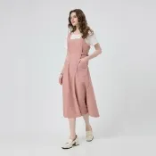 【ILEY 伊蕾】田園風假兩件吊帶洋裝(粉；M-XL；1252527302)