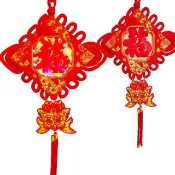 【摩達客】農曆新年春節☆30cm絨金大福字結板雙魚流蘇吊飾掛飾(含 LED電池燈)