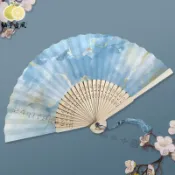 台灣出貨⚡6寸古風鎏金宣紙扇麵折扇竹柄可題字手繪扇子diy空白扇子折疊扇