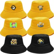 Minions 小黃人漁夫帽 小小兵兒童帽子夏裝卡通釣魚帽旅行沙灘防曬帽