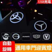 汽車車門自動旋轉迎賓燈 LED投影照地燈 免接線安裝 Benz 本田 Toyota Kia Skoda車門燈