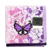 ANNA SUI 安娜蘇 蝴蝶刺繡漸層花朵繡紋底圖純綿方巾(粉+紫)