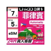 【LINKGO】白鑽卡 菲律賓 eSIM卡 7天上網卡 總流量5GB 高速流量(菲律賓網卡 宿霧 巴拉望 馬尼拉)