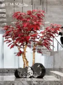 協貿國際日用品生活6館 美空仿真三桿紅楓樹定做景觀樹室內落地裝飾花藝大型綠植絹布楓樹