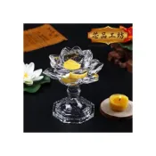 (店+)水晶玻璃蓮花酥油燈座（高）燭臺 供佛 供燈 燭臺 佛教用品 蓮花燈座 供奉燭臺專用燈座