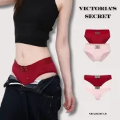 (店+)【Victoria Secret】【Sharkhead】現貨 Victoria's Secret 內褲 情人節限定 三角褲 水鑽 粗帶 丁字褲 酒紅 嫩粉