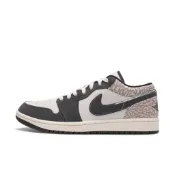 NIKE AIR JORDAN 1 LOW 大象灰白 爆裂紋 皮革 緩震 AJ1 休閒鞋 男鞋【IU2268-100】