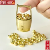 💰玄和緣堂💰財神一桶金擺件黃銅聚寶盆銅一桶江山招財聚財辦公室桌面小裝飾品 招財進寶 風生水起 招財流水