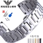 *最低價. 阿瑪尼錶帶 鋼帶實心款 蝴蝶扣男士錶鏈 女AR2447 2433 20 22mm