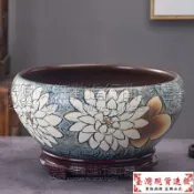 【免運】水缸擺件 手工 陶瓷魚缸 高溫家居裝飾睡蓮花盆荷花缸碗蓮盆水培花盆寵物龜缸
