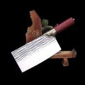 龍泉俠客堂菜刀 兩用斬切刀 鍛打條紋不銹鋼廚用刀 方頭鋒利易磨手工【行運賣場】