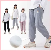 (店+)i揪團 中大童棉質休閒束腳褲 冬季長褲 兒童長褲 保暖褲 休閒褲 運動褲 束口褲 刺繡 簡約 男童女童 (K10-1)