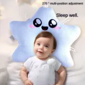 A 類安全新生兒造型枕:0-1 歲嬰幼兒防驚嚇和舒緩枕,可調節防歪頭部矯正器,透氣睡眠安全感
