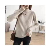 (店+)YAFFA_❗️韓國秋冬小高領素色坑條針織毛衣 包心紗軟糯小高領坑條針織上衣 小高領長袖上衣 高領坑條針織毛衣 小高領內搭衣