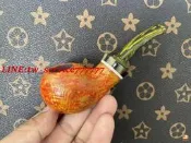 【萬禾】金曜石紋！中號蘋石楠木鬥暮色噴砂硫化橡膠彩紋嘴