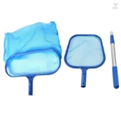 游泳池撇渣器網套裝包括 1 件深葉撇渣器網 1 件帶網袋的葉耙 1 件用於游泳池和水療中心的鋁製伸縮桿清潔工具(平耙和 