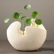 ✅臺灣齣貨 陶瓷花盆 盆器 大花盆 盆 多肉花盆 歐式花盆水培器皿綠籮水培植物異形花瓶創意個性銅錢草碗蓮陶