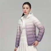【巴黎精品】現貨+預購 真羽絨90%鴨絨輕羽絨外套羽絨衣夾克(保暖連帽漸層變色修身女外套4色a1hd14)