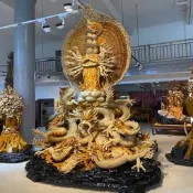 【廠家嚴選】金絲楠木自在觀音木雕擺件崖柏根雕佛像禪意客廳供奉玄關裝飾擺件