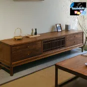 厝內小舖 【黑胡桃木】電視櫃 電視機櫃 地櫃 邊櫃 收納櫃 實木電視櫃 新中式客廳 緬甸柚木 大容量儲物 簡約輕奢風 客廳傢俱