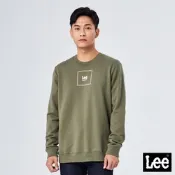 Lee 男款 方框小Logo長袖圓領大學T/厚T 軍綠