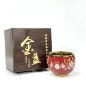 (店+)【御古齋】琺瑯彩瓷 掐絲金盞杯 茶盞茶杯 手工建盞 滿彩工藝 富麗美觀 古典高雅 古韵茶器 附盒 1204