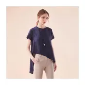 【Le Polka】不對稱天絲亞麻上衣-女