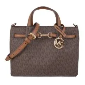 【Michael Kors】CARSON系列 防刮皮革 斜背/肩背/手提 三層 黛妃包 斜背包 (字母咖)