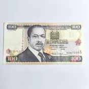 歪國紙幣肯尼亞100先令1996粘～-2775