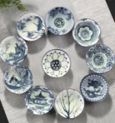 銀聯網日用品生活館 虧本福利精品青花斗笠杯高檔品茗杯喝茶套裝陶瓷功夫小茶盞主人杯