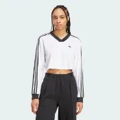 【adidas 愛迪達】愛迪達 Jacquard Ls Top 女 長袖上衣 休閒長袖 短版 白 黑 亞版(JV9740)