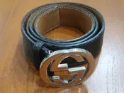 GUCCI  真皮 黑色 壓紋 GG 皮帶 DG  PRADA 可參考