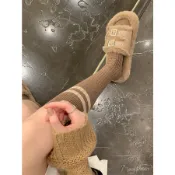 【優選精品】焦糖瑪奇朵咖色條紋小腿襪春秋穿搭及膝長筒堆堆襪ins日韓風 I4OW