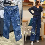 $尋寶小舖$ 正韓直送AING汽車牌 重磅雙側工作口袋丹寧牛仔9分寬管褲/買家許願款N.900