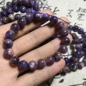 銀聯網日用品生活館 一物一圖天然紫龍晶手鏈女款手排查羅石皇家紫舒俱來手串水晶飾品