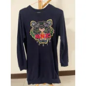 全新正品💯KENZO刺繡虎頭深藍洋裝/長版上衣