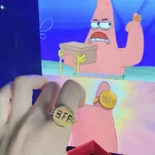 【YY】海綿寶寶派大星戒指 bff好朋友可打開金屬卡通小眾開口指環