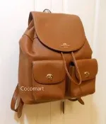 《缺貨中》賠本出清破盤價【Coach 37410 皮革大後背包】駝色 馬車金屬LOGO/旋扣前袋~附美購證、提袋。
