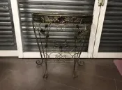 古董老件  老台灣 工業風 普普風 鍛鐵 半圓桌 邊桌 展示桌 玄關桌 藝品桌 