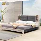 WAKUHOME 瓦酷家具STANDING白橡木5尺床架型雙人床組(插座床頭箱+床底架)寬152*深208*高108