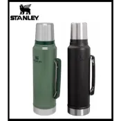 【全球運動】Stanley 經典系列保溫瓶 0.75L/1.4L/1.9L-盒裝 錘紋綠/黑色 露營〈購買前請參見圖二〉