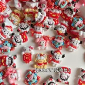 [100個現貨]新年春節紅色喜慶飾品diy配件3d立體卡磚髮夾奶油手機手工diy材料