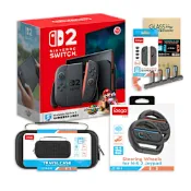 任天堂 Switch 2 瑪利歐賽車世界同捆主機+方向盤+包+貼+矽膠套+長型手把充電座